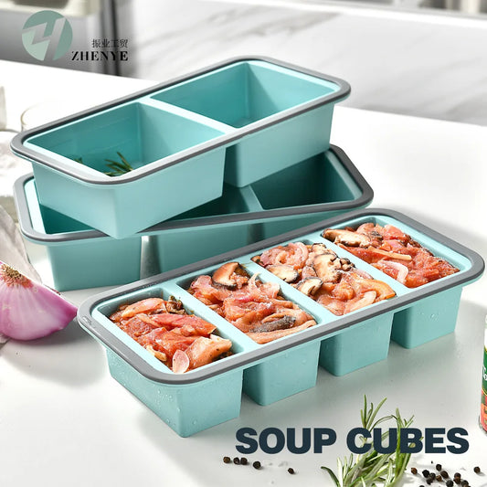 New Freeze Preservation Mold Giant Large Silicone Ice Cube Tray Mold with Lid Food Storage Container Baking Mold Kitchen Tools